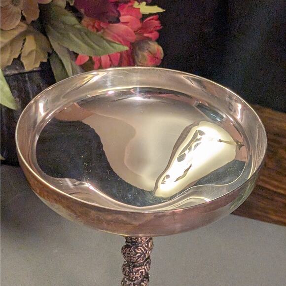 8 Vintage Silver Plated Twisted Vine Stem Martini Coupe Glasses Valero Spain - Picture 5 of 8